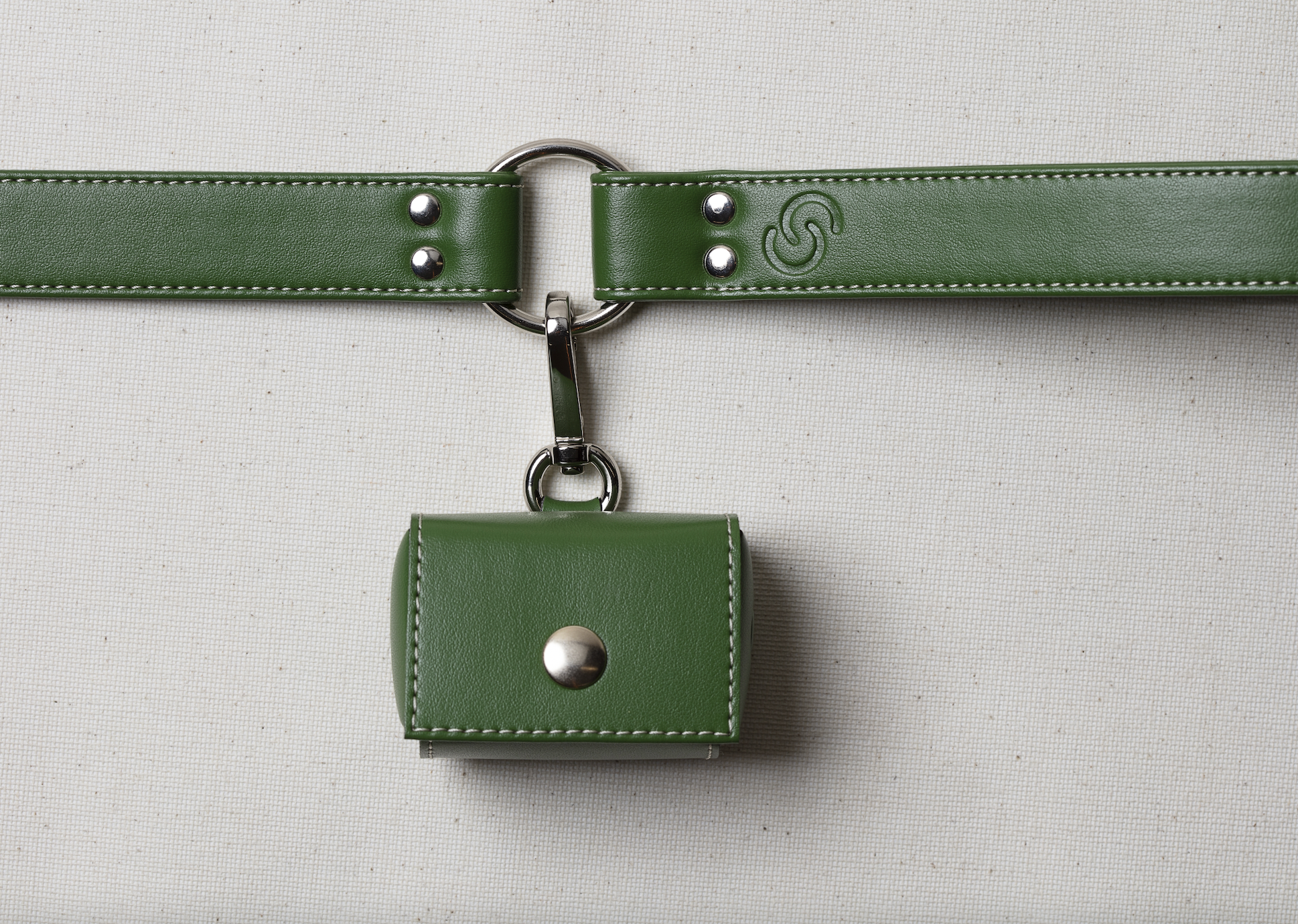Laisse en cuir de pomme vert forêt
