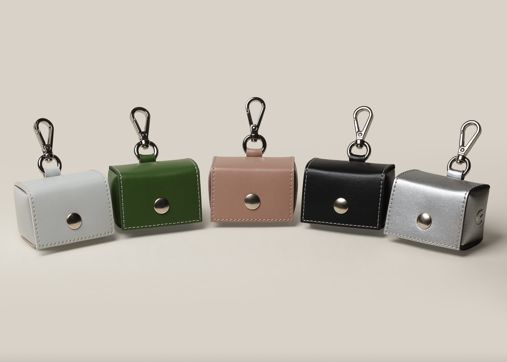 Ensemble Bleu Glacier en cuir de pomme — Collier, laisse et porte-sac assortis
